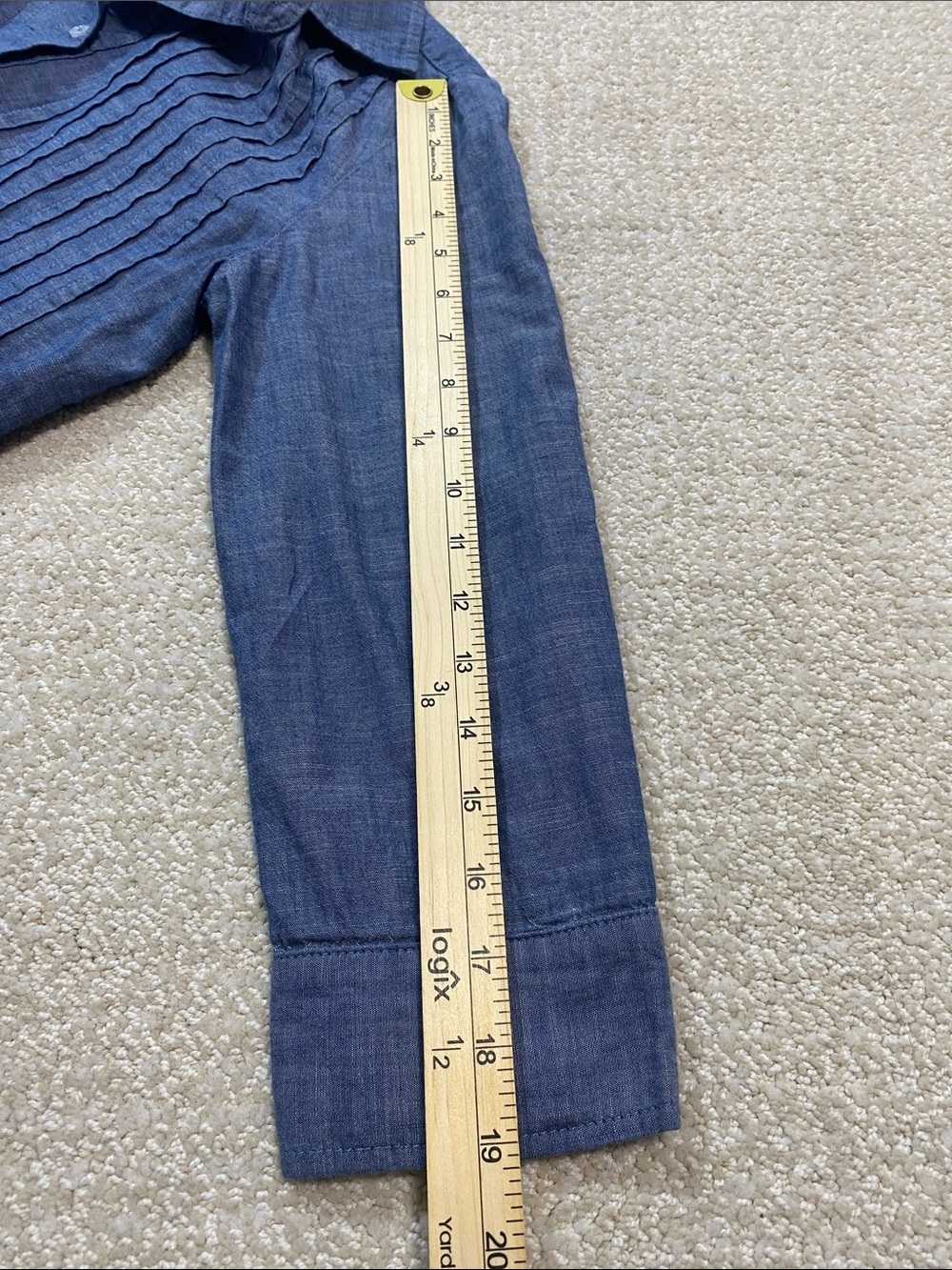 Finley Chambray Pintuck Button Tunic in Denim Blue Size S 100% Cotton - Picture 12 of 15